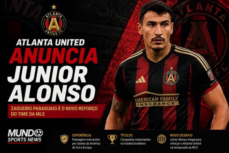 Junior Alonso é anunciado como novo reforço do Atlanta United para a disputa da temporada da Major League Soccer (MLS).