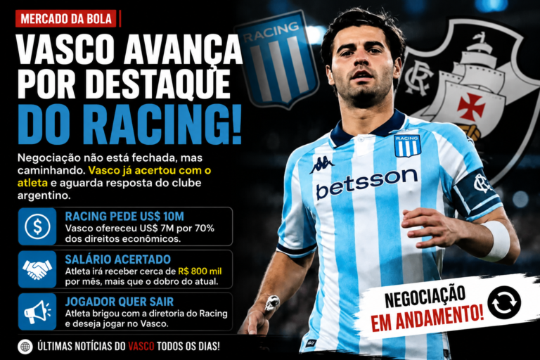 Jogador do Racing em partida oficial durante negociações para possível transferência ao Vasco.