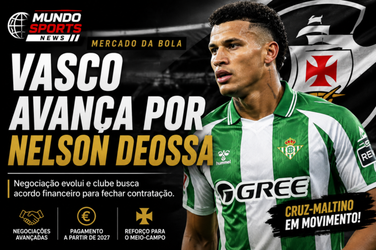 Nelson Deossa durante partida pelo Real Betis; Vasco da Gama avança na negociação pela contratação do volante colombiano.