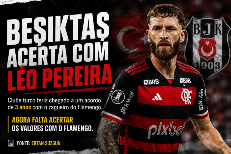 Léo Pereira durante partida pelo Flamengo em meio às notícias de interesse do Beşiktaş.