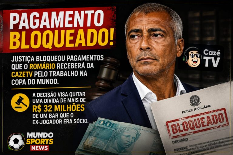 Romário tem pagamentos bloqueados pela Justiça por dívida superior a R$ 32 milhões.