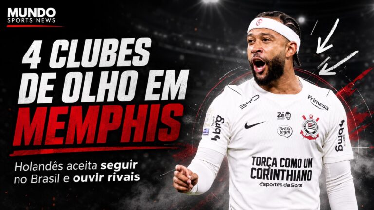 Memphis Depay com a camisa do Corinthians em meio às notícias sobre interesse de quatro clubes brasileiros.