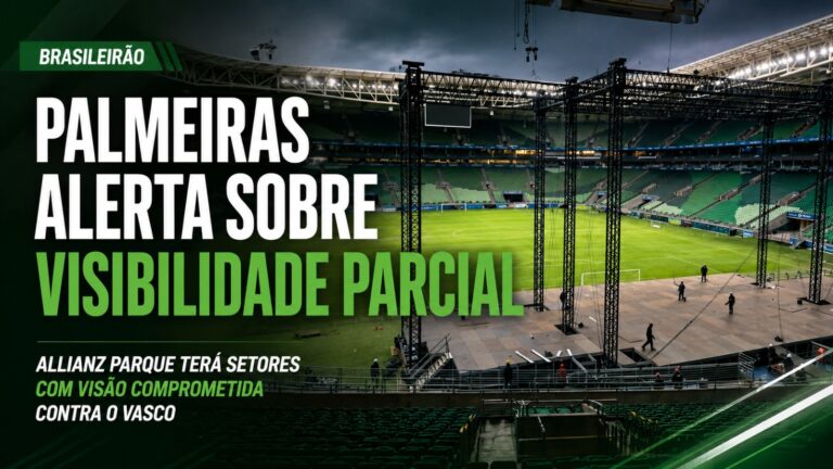 Estrutura de palco montada no Allianz Parque que causará visibilidade parcial em setores do estádio durante Palmeiras x Vasco.