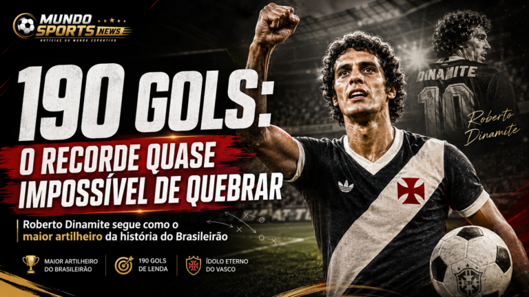 Roberto Dinamite em destaque como maior artilheiro da história do Campeonato Brasileiro, com 190 gols.