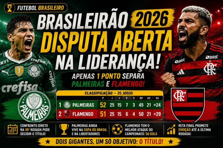 Palmeiras e Flamengo disputam a liderança do Campeonato Brasileiro de 2026